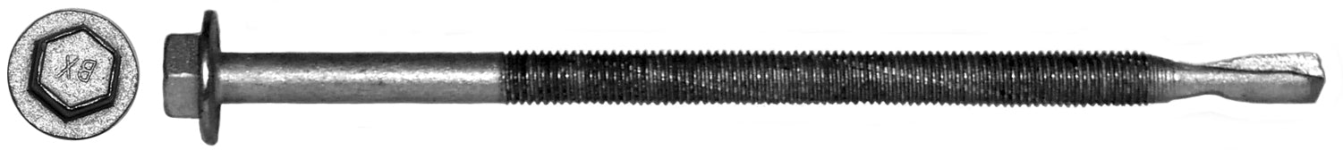 1/4" x 5" - 3/8" Hex Washer Head, 28 Thread, #5 Tek Drill Point