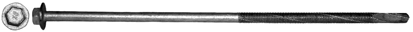1/4" x 8" - 3/8" Hex Washer Head, 28 Thread, #5 Tek Drill Point