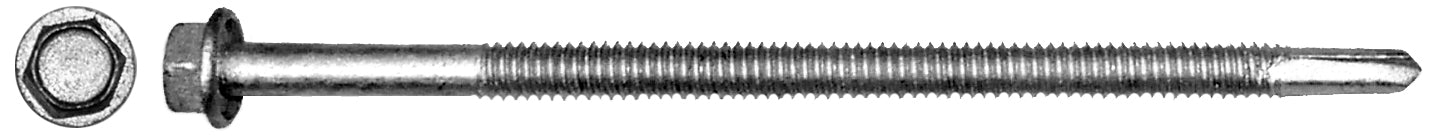 1/4" x 5" - 3/8" Hex Washer Head, 20 Thread, #5 Tek Drill Point
