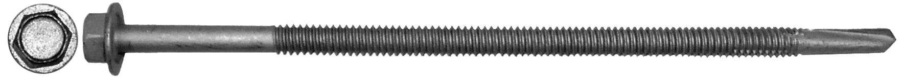 1/4" x 6" - 3/8" Hex Washer Head, 20 Thread, #5 Tek Drill Point