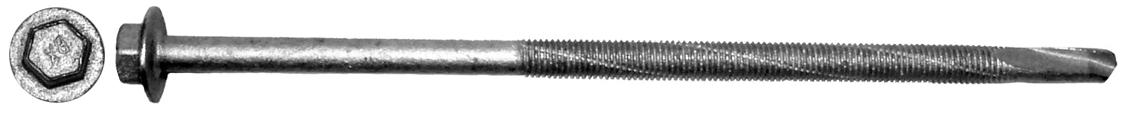 1/4" x 6" - 3/8" Hex Washer Head, 28 Thread, #5 Tek Drill Point